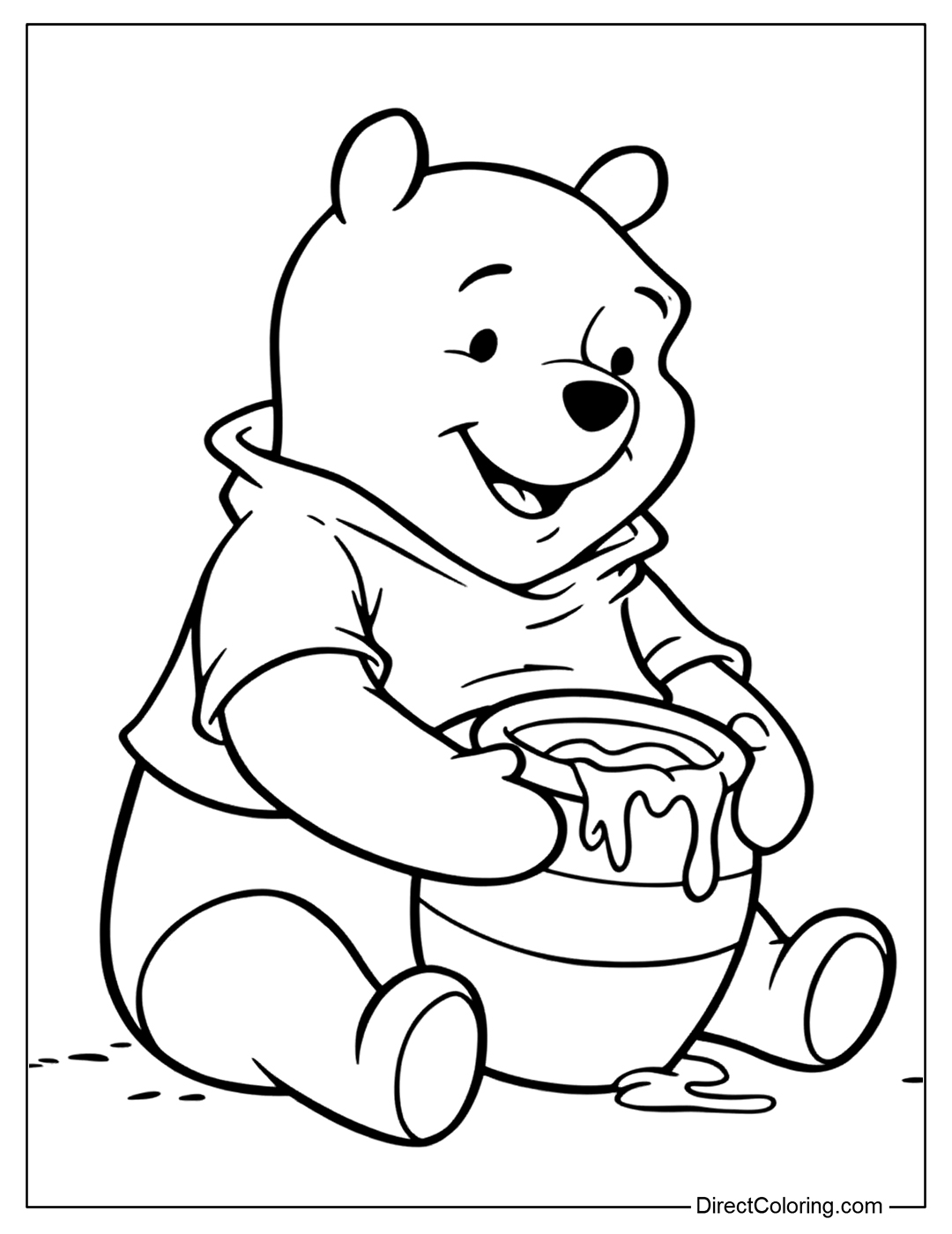 Winnie the Pooh Holding a Honey Pot Coloring Page